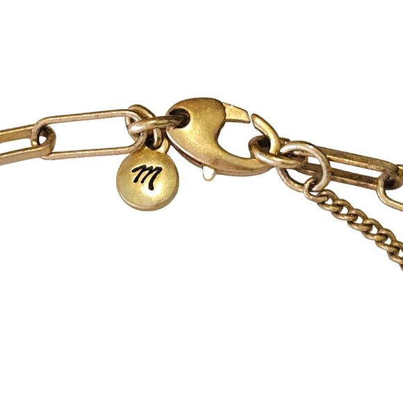 Madewell 18" Gold Tone Paperclip Chain Pink Stone Pendant Necklace - Picture 3 of 4